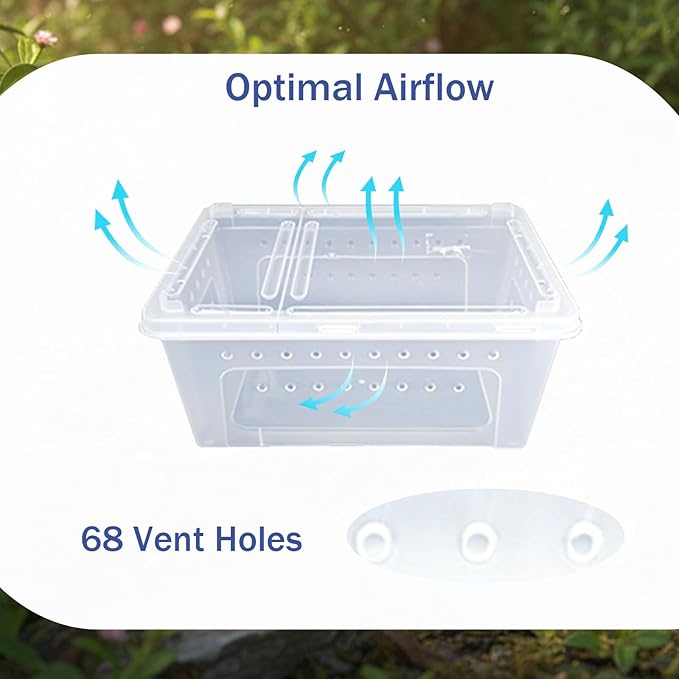 10 Pcs Jumping Spider Enclosure Kit, Acrylic Reptile Breeding Box Cage, Digital Thermometer Hygrometer Temperature, Coco Coir Mats Hides, Water Food Feeder Bowl Dish Indoor Habitat | by Cotkkstt