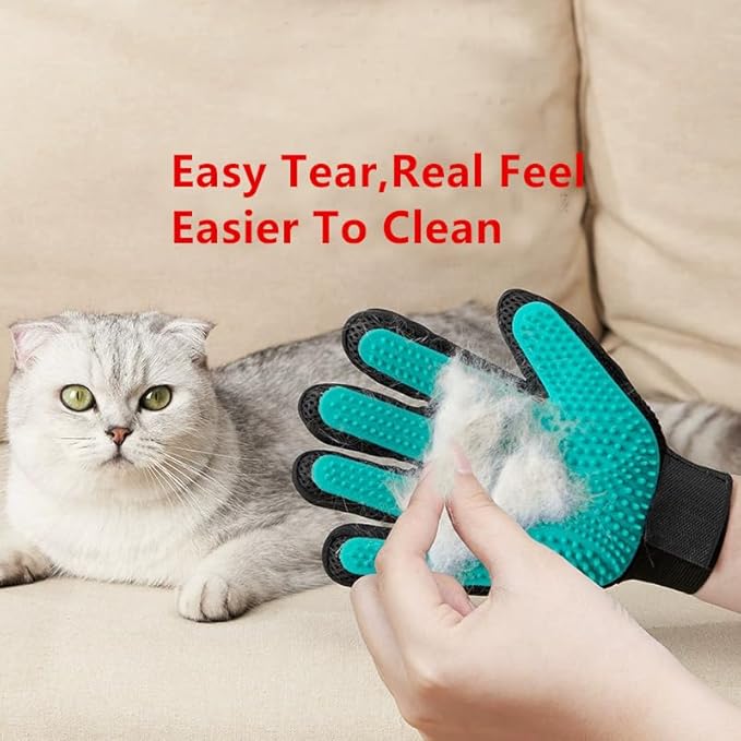 1 Pair Reusable Pet Hair Remover Gloves,Gentle Pet Shedding Glove Brush,Glooming Gloaves,Massage Mitt with Enhanced Five Finger Design - Perfect for Dogs & Cats with Long & Short Fur