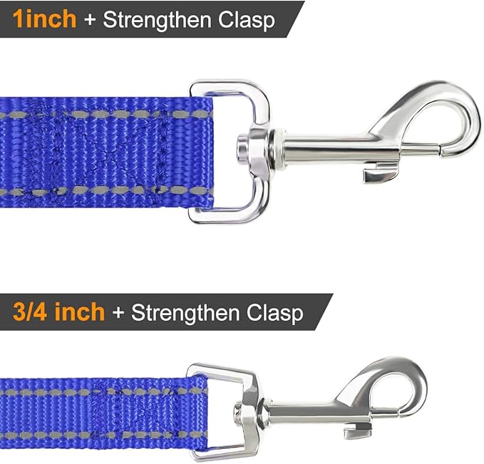 Joytale Double-Sided Reflective Dog Leash, 5 FT, Padded Handle Nylon Heavy Duty Leashes for Small & Medium Dogs Walking, Navy Blue