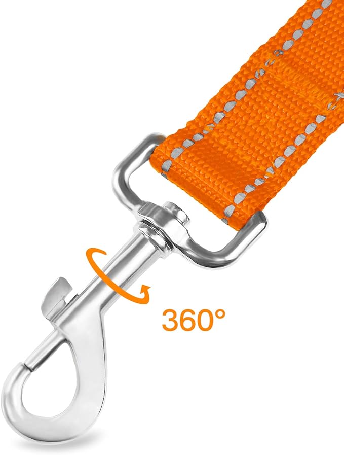 Joytale Double-Sided Reflective Dog Leash, 6 FT/5 FT/4 FT, Padded Handle Nylon Heavy Duty Leashes for Medium & Large Dogs Walking, Orange, 6FT