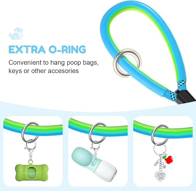 Heavy Duty Dog Leash 2 Handles 4/5/6ft-Blue XiaZ Dog Leashes for Medium Large Dogs That Pull 1/2 Inch 1000lb Strength Thick Rope Leash PVC Waterproof-Handles Metal Hook Nighttime Safety