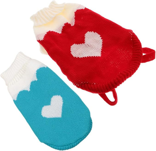 2 Pcs Turtleneck Pet Sweaters Warm Knitted Dog Clothes for Small Medium Large Dogs and Cats Stylish Collar Soft Comfortable Winter Pullover Coats