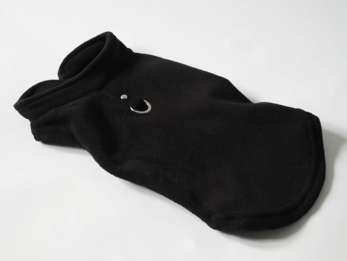 JACKO & CO - Fleece Vest Dog Sweater with Leash Ring - Soft, Warm & Lightweight Pullover Coat for Small & Medium Dogs, Puppies & Cats - Cozy Fall/Winter/Spring Pet Jacket (Black, XS 2-4lbs)