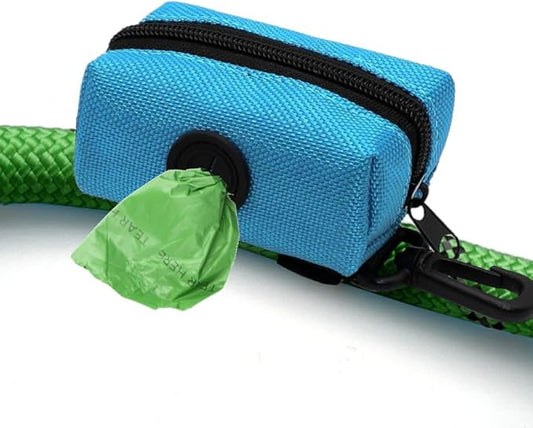 Cutie's PetBox Waste Bag Holder Pouch and Dispenser with Zipper for Dog Leashes, Durable Lightweight Nylon (Blue)