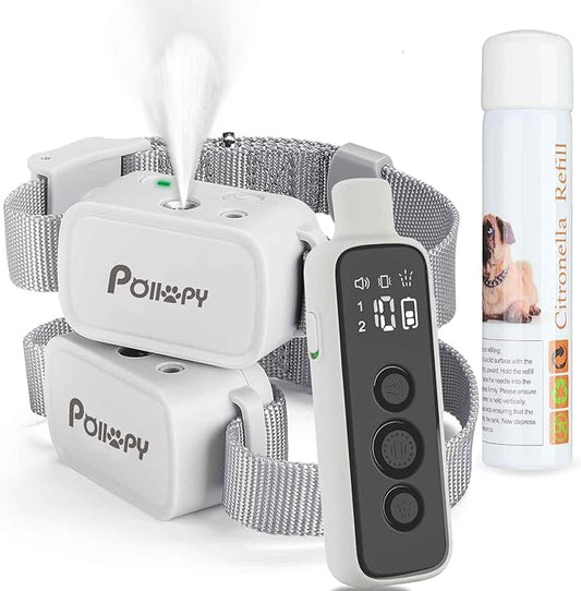 Citronella Dog Training Collar with Remote & 2 Receivers【Can't Work Automatically】,3 Modes Harmless Spray/Vibration/Beep, Humane Citronella Dog Collar,1000ft Range No Shock Rechargeable Spray Collar