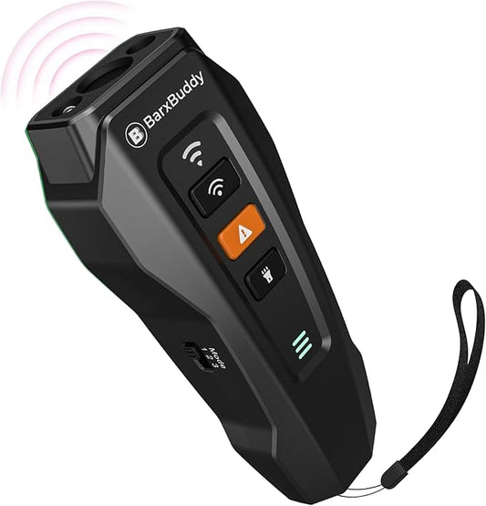 BarxBuddy 2nd Gen Dog Bark Deterrent Devices | Long Range Ultrasonic | Bark Collar Alternative | Dog Training Indoor/Outdoor | Rechargeable Anti Bark Device for Dogs (Black)