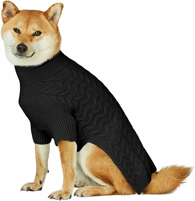 Haloumoning Classic Knit Pullover Dog Sweater, Turtle-Neck Dog Christmas Sweater, Warm Soft Sweaters for Girl Boy for Small Medium Large Dogs