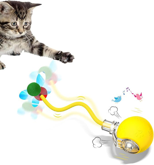 Interactive Cat Toys for Indoor Cats - Pet toys with Speedy Tail 2.0, Christmas Birthday Gift Cat Toys for Bored Indoor Adult Cats, Motion-Activated, 2025 New Upgraded, USB Rechargeable (Yellow)
