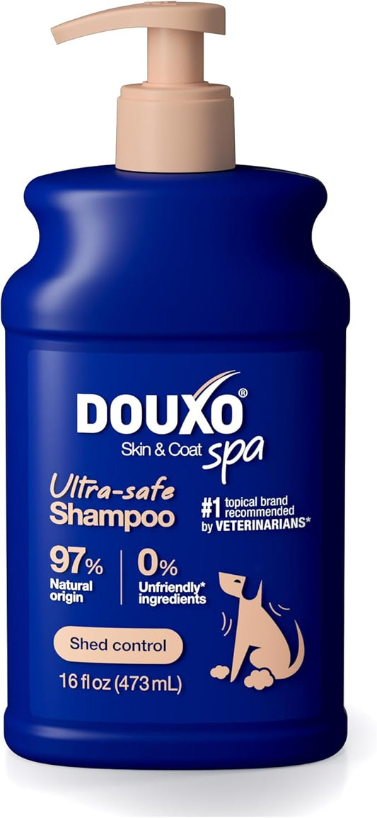 DOUXO® Skin & Coat SPA - Ultra-Safe Dog Shed Control Shampoo, 16 fl oz, Reduces Excessive Shedding, Cleans and Hydrates The Skin, Leaves The Coat Soft, Strengthened and Radiant, Skin-Friendly Formula