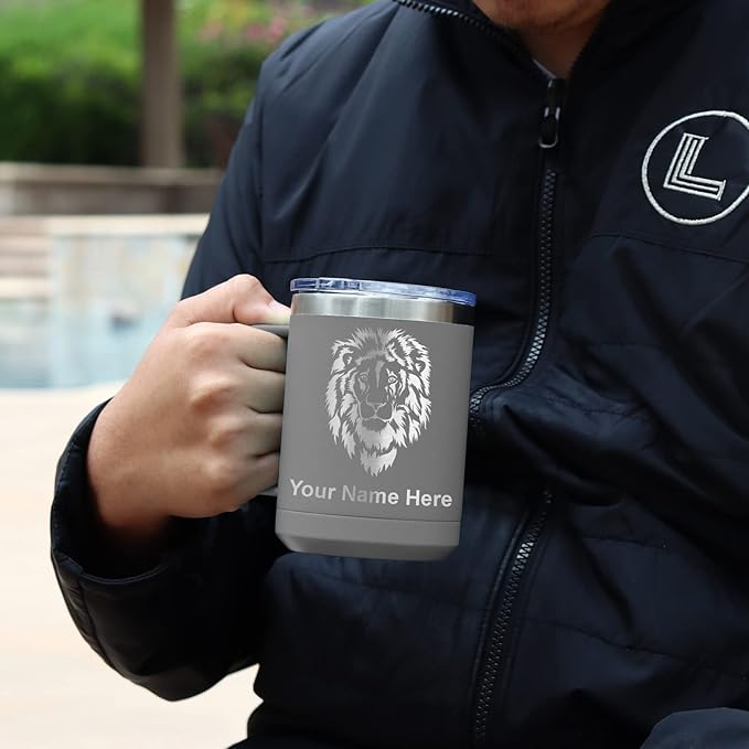 LaserGram 15oz Vacuum Insulated Coffee Mug, Chihuahua Dog, Personalized Engraving Included (Gray)