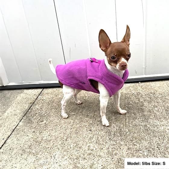JACKO & CO - Fleece Vest Dog Sweater with Leash Ring - Soft, Warm & Lightweight Pullover Coat for Small & Medium Dogs, Puppies & Cats - Cozy Fall/Winter/Spring Pet Jacket (Purple, Small 4-6lbs)