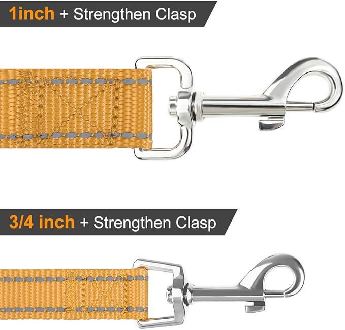 Joytale Double-Sided Reflective Dog Leash, 6 FT/5 FT/4 FT, Padded Handle Nylon Heavy Duty Leashes for Medium & Large Dogs Walking, Khaki, 5FT