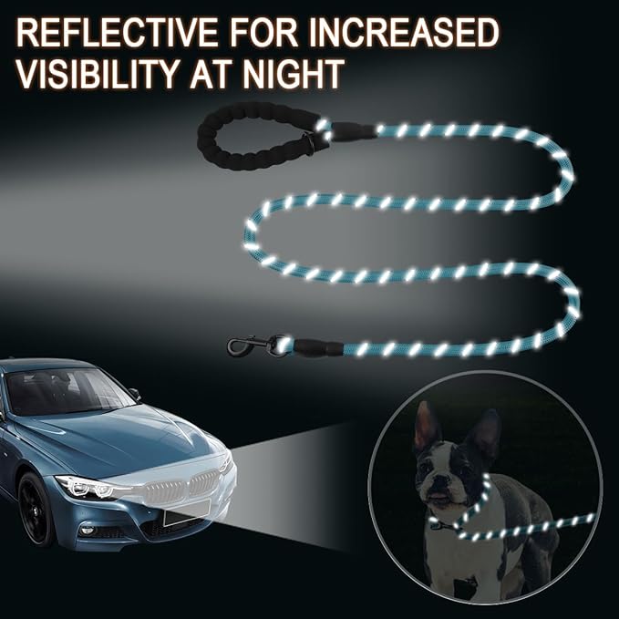 BARKBAY Dog Leashes for Large Dogs Heavy Duty Dog Leash 4/5/6 FT with Comfortable Padded Handle and Highly Reflective Threads for Medium Large Dogs Walking Training Running (6FT-1/2'',Blue)