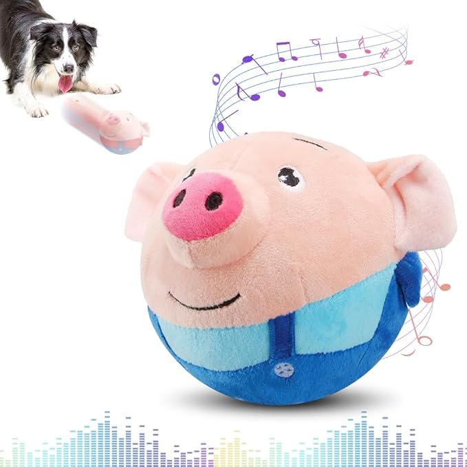 Dog Toys for Small Large Dogs,Puppy Toys to Keep Them Busy,Moving Interactive Squeaky Dog Toy,Active Moving Pet Plush Toy,Small Dog Toys (Blue Pig)