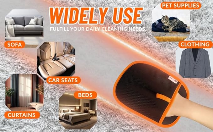 1 PC RivOcen Pet Hair Removal Brush Gloves, Electrostatic Reusable Cat Dog Hair Remover Grooming Glove Tool. Reusable Magic Brush Pet Hair Remover Tool for Carpet, Couch,Car Seat, Laundry.