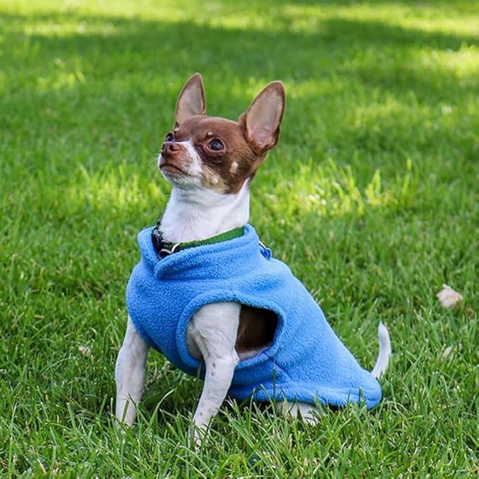 JACKO & CO - Fleece Vest Dog Sweater with Leash Ring - Soft, Warm & Lightweight Pullover Coat for Small & Medium Dogs, Puppies & Cats - Cozy Fall/Winter/Spring Pet Jacket (Blue, XX-Large 25-35lbs)