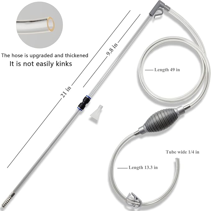 10 Gallon Fish Tank cleaner and Aquarium Water Changer Siphon with a Thinner Water Tubing. Perfect for Cleaning Small Fish Tanks, Gravel Vacuum for Aquarium Kit