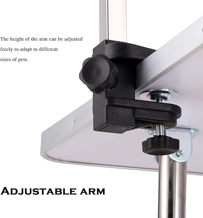 SoarFlash Pet Dog Grooming Table Foldable,Heavy Duty Foldable Pet Grooming Table with Arm & Noose & Mesh Tray, Maximum Capacity Up to 330lbs, 42inch, Black