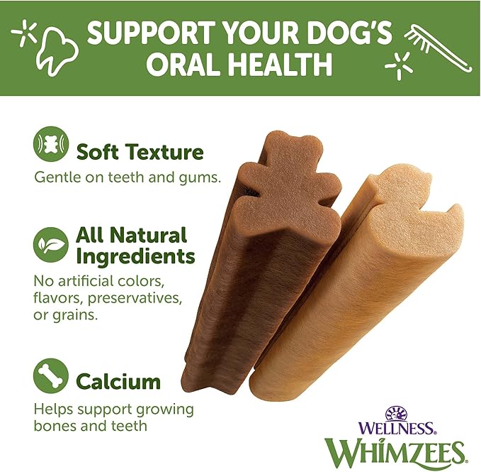 WHIMZEES Wellness Puppy Dog Dental Treats, Natural Chews, Extra Small & Small Size Stick, (30 Count)