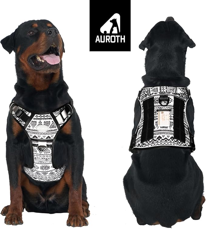AUROTH Tactical Dog Harness for Large Dogs No Pull Adjustable Pet Harness Reflective K13 Working Training Easy Control Pet Vest Military Service Dog Harnesses