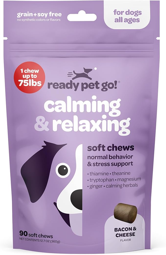 Calming Chews for Dogs | Herbal Dog Calming Chews for Anxiety from Normal and Occasional Stressors Including Separation Storms Grooming & Travel | NASC Certified & Made in The USA | 90 Count