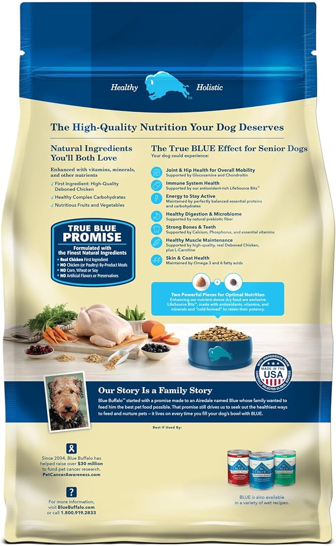 Blue Buffalo Life Protection Formula Natural Senior Dry Dog Food, Chicken and Brown Rice 5-lb Trial Size Bag