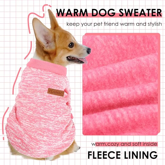 3 Pack Dog Sweaters for Small Dogs Girl Boy Winter Fleece Clothes Warm Soft Dog Sweatshirt Outfit for Dogs Cats Pet Apparel
