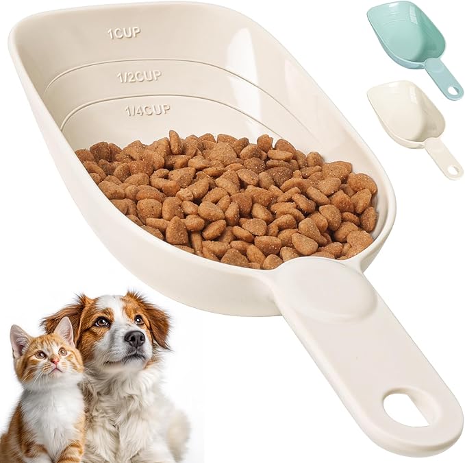 Dog Food Scoop 1 Cup, One Cup Measuring Cup, Food-Grade Melamine Pet Food Scoop, Durable 1 Cup Scoop with Precise Markings, BPA-Free & Dishwasher Safe (White, 8oz)