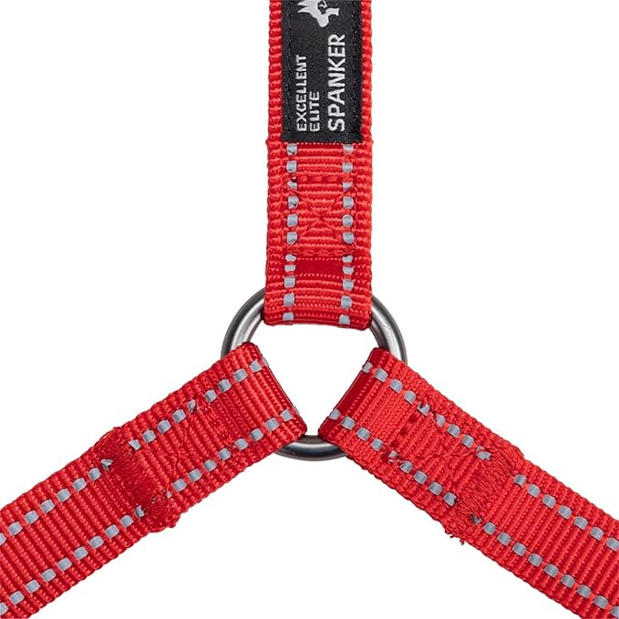 EXCELLENT ELITE SPANKER No Pull Dog Harness Reflective Nylon Vest L-Shaped Adjustable Easy Pet Harness for Small Medium Large Breeds Dogs Walking Training Black Red (Red-S)