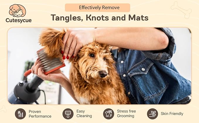 Dog Slicker Brush for Large Dogs – Gentle Long Bent Pins for Goldendoodles, Labradoodles & Poodles – Removes Tangles, Knots & Mats – Eco-Friendly Handmade Wood Brush, Groomer-Recommended Comfort Grip