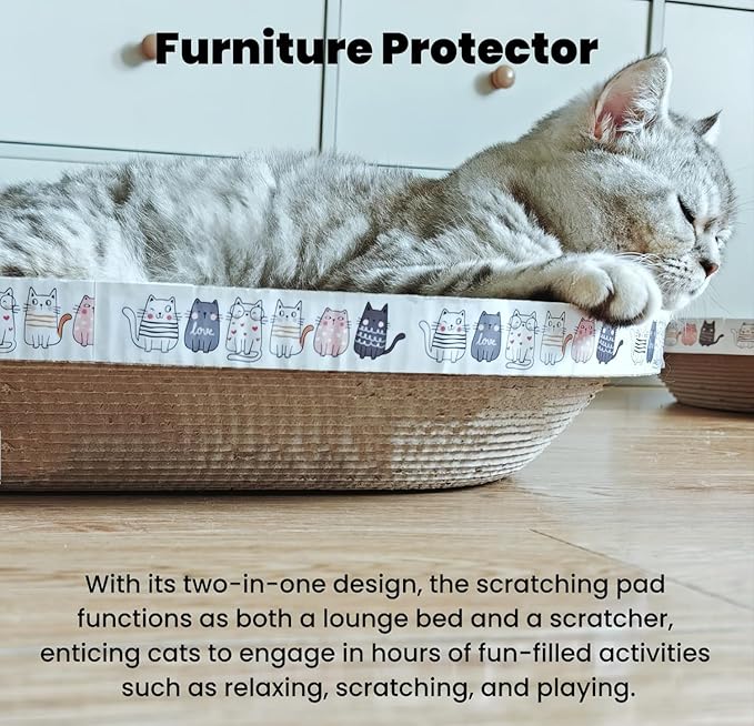 2 Pack Large Cat Scratcher Cardboard, Oval Indoor Cat Scratcher Bed Scratcher Pad Board Lounge Couch Cats Bowl Shaped Cat Scratching Post Nest for Cats Grinding Claw Furniture Protector