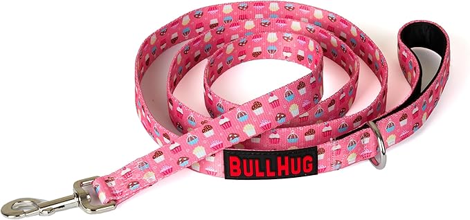 BULLHUG 6 FT Bulldog Leash with Padded Handle. Perfect for Bulldogs, French Bulldogs, Pugs & All Breeds. Leashes for Walking, Training Lead for Bulldogs (Cupcake)