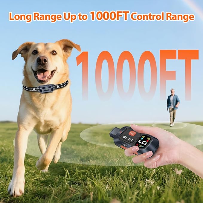 Citronella Dog Training Collar [2*Collar 1*Remote Control] 1000FT Citronella Dog Bark Collar with Remote 4 Training Modes Beep/Spray/Vibration 1-6 Levels for All Breeds