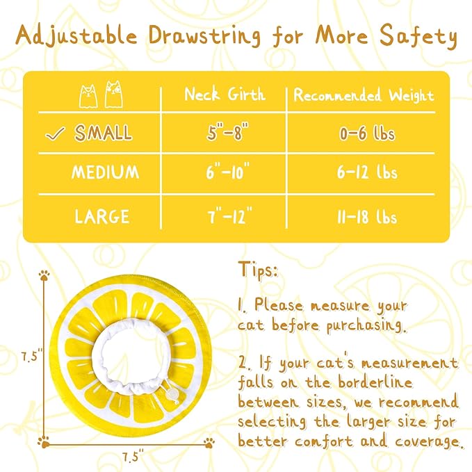 ANWA Adjustable Cat Cone Collar Soft, Cute Cat Donut Collar After Surgery, Kitten Recovery Cones to Stop Licking