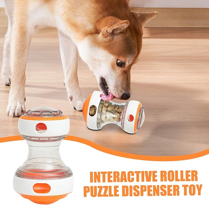 Dog Food Dispenser Puzzle Toy - Adjustable Rolling Treat Dispenser, Slow Feeder | Durable Puppy Enrichment Toy, Brain Stimulation, Mental Exercise, Interactive Pet Training