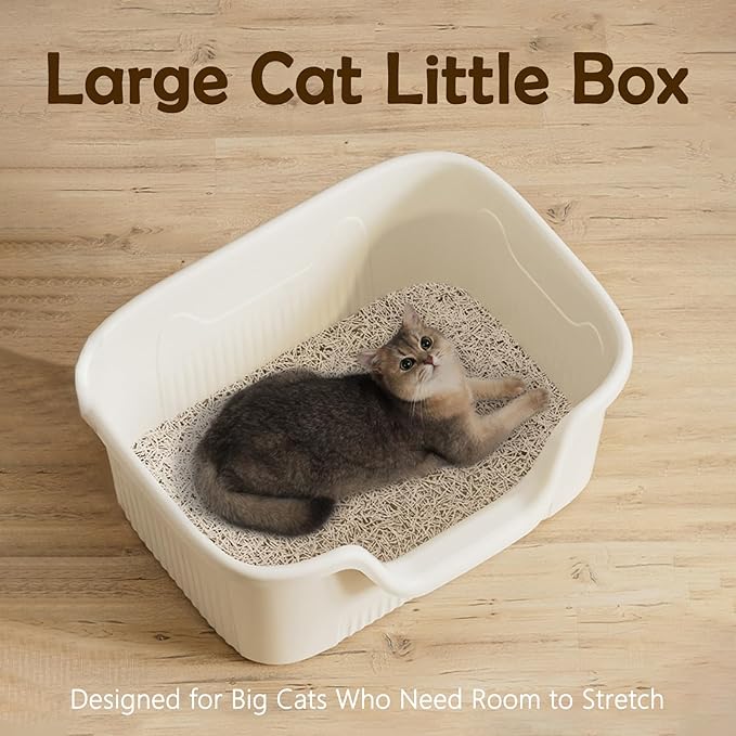 SpaceTime Extra Large Litter Box with High Sides,23.6" Lx16.5 Wx8.6 H XL Multi Cat Litter Pan for Kitty,Cat Boxes for Indoor Cats,Jumbo Litter Boxes for Big Cats,Anti-Splashing,Easy to Clean (Green)