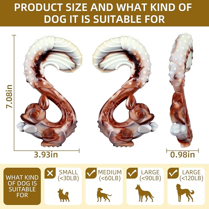 Indestructible Dog Toys for Aggressive Chewers, Tough and Durable Chew Toys for Large Medium Dogs, Interactive Dog Chew Toys to Keep Them Busy (F Squirrel+Crab)