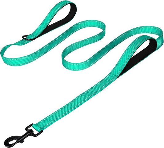 Joytale Dog Leash Heavy Duty for Large Dogs That Pull, Double Handle for Traffic Control, Double-Sided Reflective Leashes for Large Medium Dogs Night Safety, 4FT, Teal
