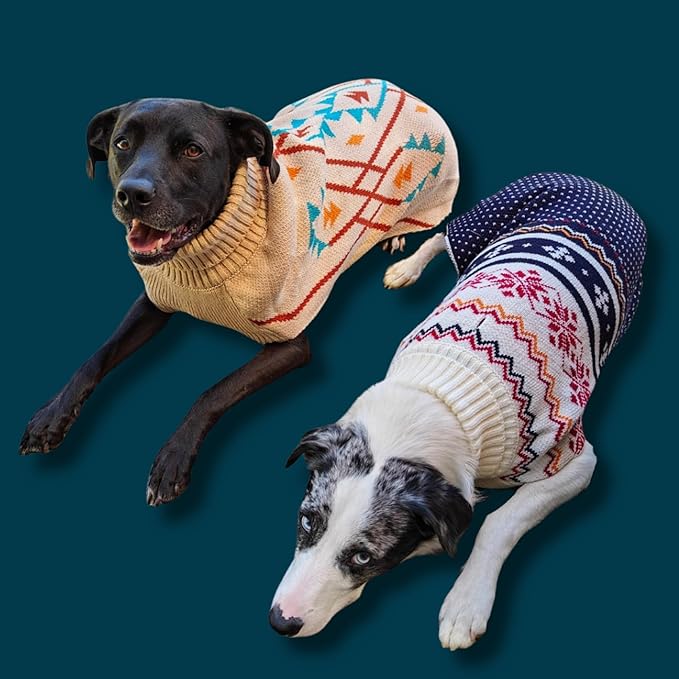 Cozy Acrylic Dog Sweater for Outdoor Adventures—Breathable & Insulating Knit—Classic Fit—Backpacking Gear for Dogs—Dog Hiking Gear—Dog Camping Gear (Small, Indigenous)