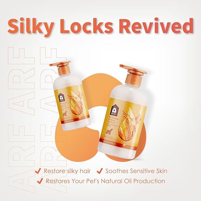 Arf Arf Silky Dog Shampoo for Dry, Itchy, Sensitive Skin - Soothing Oatmeal & Honey Formula for a Salon-Quality Smooth Coat - Gentle Puppy & Dog Wash for All Breeds - Fresh Scent, 16oz