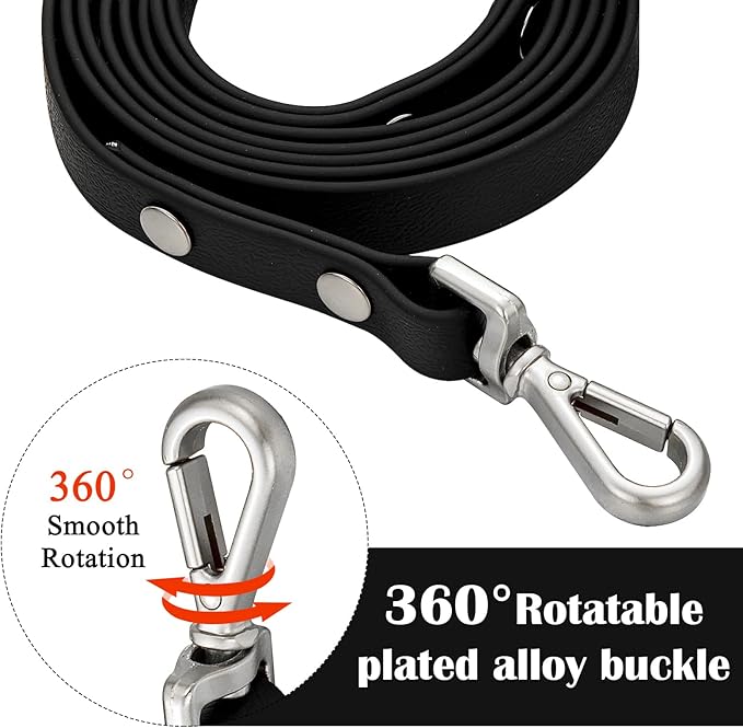 Waterproof Long Dog Training Leash 6ft Outdoor PVC Dog Leashes Great for Large Medium Small Dog Training Lead,Beach,Yard,Play,Camping(Black