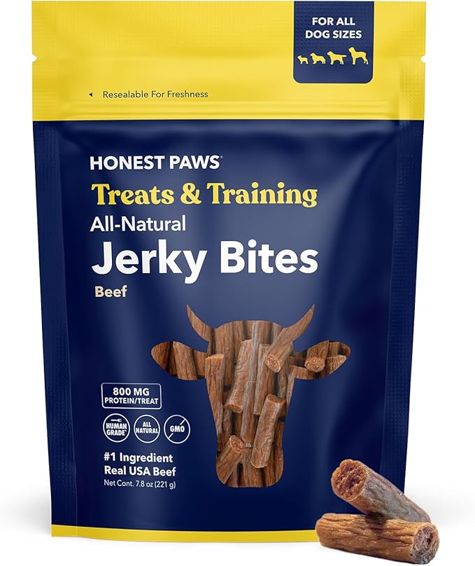 Honest Paws Dog Jerky Treats - All-Natural Jerky Dog Treats for Training Pets - Human Grade Bites - Real USA Beef