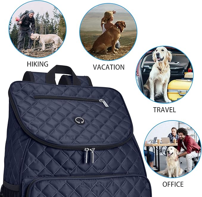 BAGLHER Dog Travel Bag,Airline Approved Pet Supplies Backpack, Dog Travel Backpack with 2 Silicone Collapsible Bowls and 2 Food Baskets.