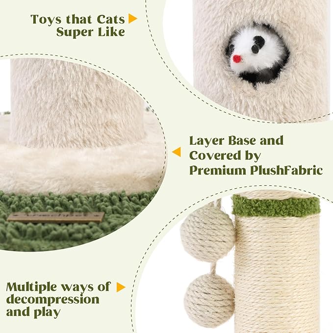 35" Tall Cat Scratching Post Furniture Scratching Deterrent for Indoor Cats, Hanging Ball with Sturdy Large Scratch Pole Premium Sisal Rope Scratch Posts Kitten and Adult Cats