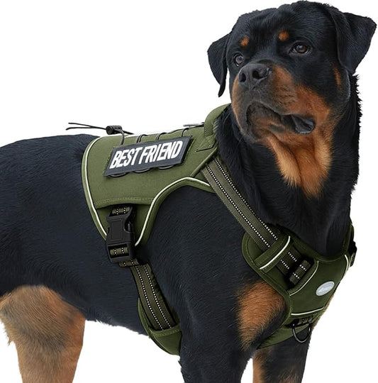 AUROTH Tactical Dog Harness for Large Dogs No Pull Adjustable Pet Harness Reflective K9 Working Training Easy Control Pet Vest Military Service Dog Harnesses