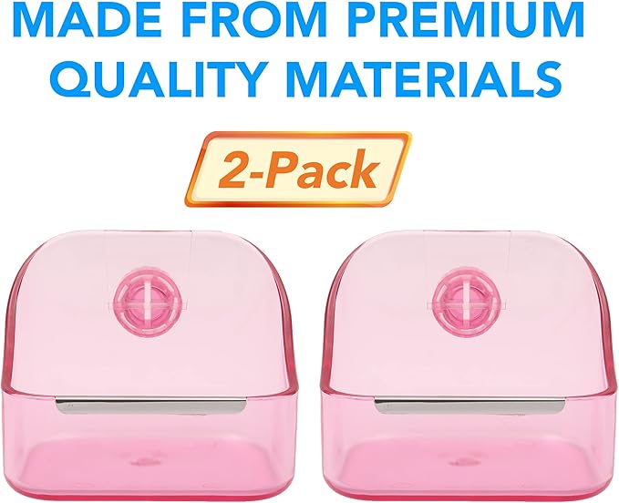(2 Pack) 5" x 3 3/4" x 4" CalPalmy Pink Food and Water Bowl for Rabbit, Chinchilla, Guinea Pig - The Best Tip-Proof, Clip-On Food Dishes for Rabbits and Small Pets