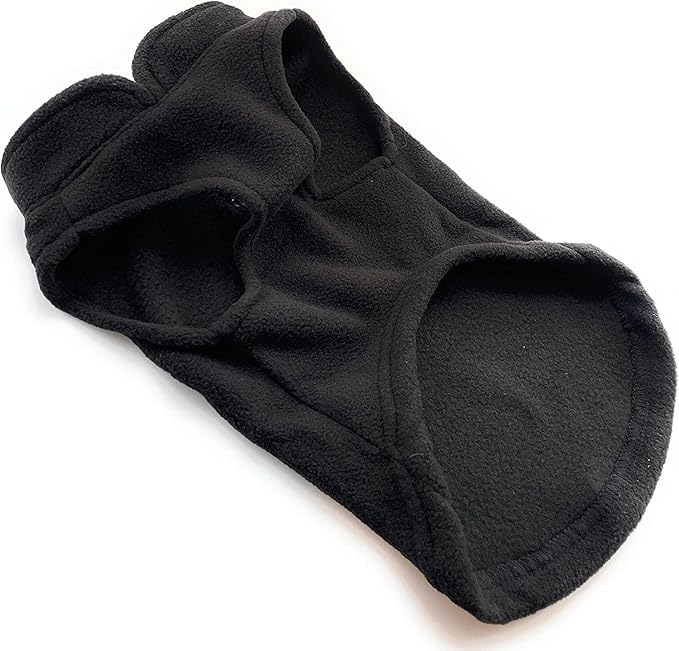 JACKO & CO - Fleece Vest Dog Sweater with Leash Ring - Soft, Warm & Lightweight Pullover Coat for Small & Medium Dogs, Puppies & Cats - Cozy Fall/Winter/Spring Pet Jacket (Black, Large 10-16lbs)