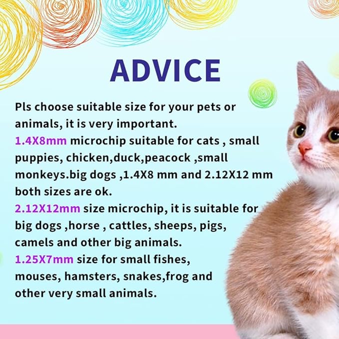 10 Packs, 1.4x8mm ISENVO Pet Microchips 134.2khz Registration Animal Implant Chip FDX-B Pet ID Microchip for Pets Dog Cat Cow Pig Rabbit Pigeon Fish