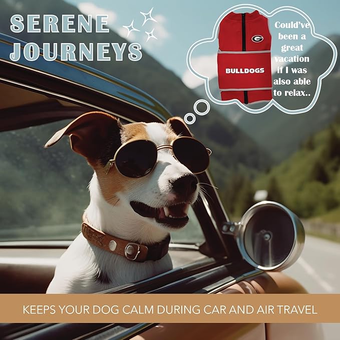 NCAA Georgia Bulldogs Dog Anxiety Calming Shirt Soothing Vest, for Dogs/Cats with Anxiety, Fears, Fireworks, Loud Noises, Dark, Lonely Keeps Dogs Calm & Feeling Safe, Relaxing Jacket, Small