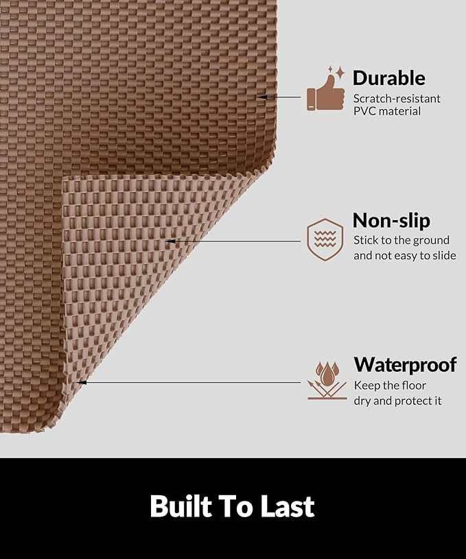 Cooyes Cat Litter Mat - Cut to Fit Any Place, 47"x35" Extra Large Litter Trapping Mat for Litter Box, Easy to Clean, Waterproof & Non-Slip Kitty Pad, Scatter Control to Protect The Floor (Khaki)